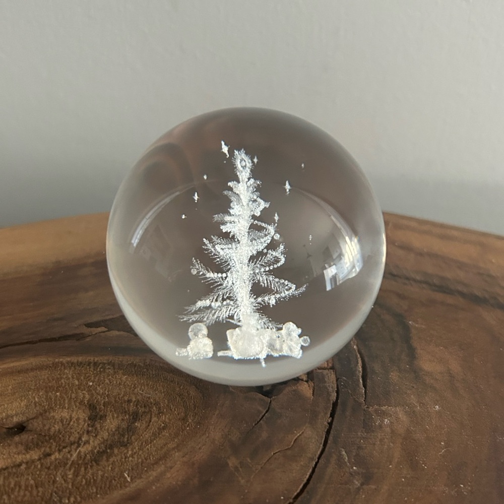 Clear Glass Holiday Christmas Sphere ornament paperweight